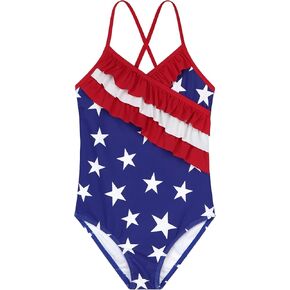 Zando Toddler Swimsuit One Piece Swimsuit Girls Sleeveless Cute Swimwear Quick Dry Bathing Suits Summer Beach Wear 2-10 Years