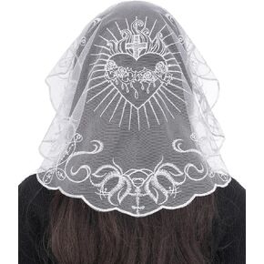 Bozidol Mantilla Church Chapel Veil: Small Round Sacred Heart Lace Veils for Women Mass Prayer, Rose Christian Head Veil in Saudi Arabia