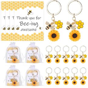 Employee Appreciation Gift Thank You Cards Cute Bee Sunflower Keychain Inspirational Gifts for Coworker