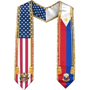 CHIARA CONTI11 Philippines American Flag Graduation Sash 2025, Filipinos Graduation Stole, Class of 2025