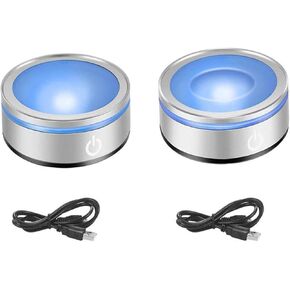 2 Pack 6 Colors LED Light Base Show Stand Display Plate with Sensitive Touch Switch for 3D Crystal Glass Art