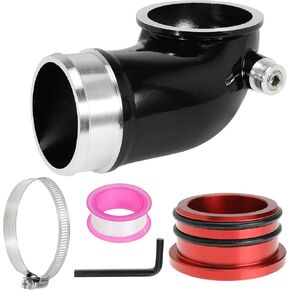 6.6 Turbo Mouthpiece and Resonator Plug Kit, LLY Turbo Mouthpiece for Duramax 6.6L LLY 2004.5-2010, Inlet Manifold Intake Elbow for Chevy Silverado for GMC Sierra Trucks with Billet Resonator Plug Cap