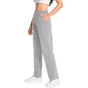Auriviz توسع سراويل عرق عرق الخصر للنساء الجيوب المكشوفة صالة سروال ساق مستقيمة 29 '' inseam