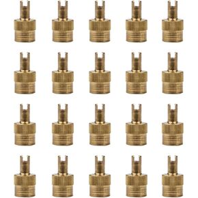20 Pcs Gold Copper Universal Fit Metal Valve Stem Caps with Core Remover for Cars, Trucks, Motorcycles, Bicycles