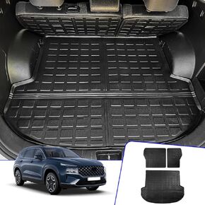Rongtaod Cargo Mat Compatible with 2021-2023 Hyundai Santa Fe (Fit 5 Seats) Trunk Mat Cargo Mat Cargo Liner All Weather Trunk Liner 2022 Santa Fe Accessories (Trunk Mat+Backrest Mats)