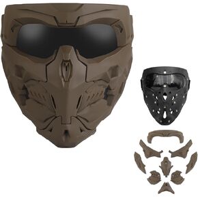 Tactical Cyberpunk Magnetic Detachable Full Face Mask Airsoft Costume Mask for Halloween Party Cosplay Movie Prop