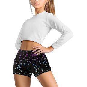 POLERO Cute Yoga Shorts for Girls Kids Biker Shorts High Waist Stretchy Gymnastics Pants for Running