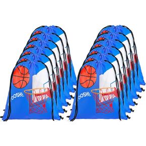 PLMMOUT 12 Pack Basketball Goodie حقائب ، أكياس هدايا على ظهر حقيبة الظهر لكرة السلة ، حقيبة محمولة لكرة السلة ، حقائب كرة السلة لحفلات عيد ميلاد الرياضة الرياضية ، 10 × 11.8 بوصة