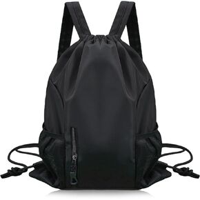 String Backpack, Unisex, Drawstring Backpack Lightweight and Waterproof, Suitable for Sports Travel Fitness Outdoor (black)
