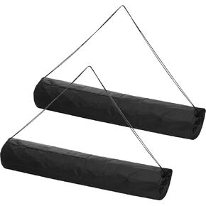 CRASPIRE 2Pcs Black Polyester Rectangular Drawstring Storage Bags, 11.73x44.88 inch, Waterproof, Foldable, Ideal for Camping, Clothing, Bedding