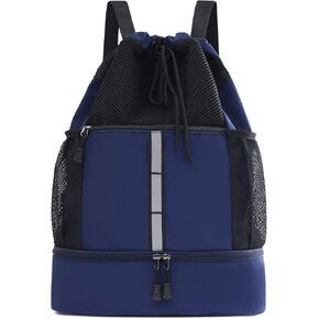 Drawstring Backpack, Water Resistant Sports Gym Bag with Wet Pocket, Shoes Compartment and Water Bottle Holder Pockets, Mesh String Bag with Front Pocket, Swim Bag for Men Women Sports(Purple) in Kuwait