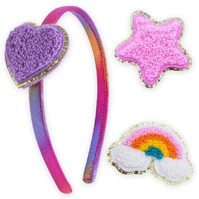 Frog SAC Charm CHARM For Girls - Kids Hair Bands مع مقاطع قابلة للتبديل ، إكسسوارات فرقة الرأس الرقيقة للأطفال (قوس قزح/نجم ، أطفال)