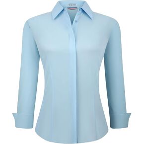 Alex Vando Womens Dress Shirts Wrinkle Free Regular Fit Long Sleeve Stretch Work Shirt
