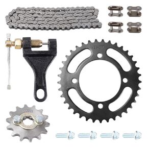 420 Chain Front & Rear Sprockets Set 106L Chain & 37 Teeth Rear Drive Sprocket & 14 Teeth Front Sprocket & Chain tensioner for 50cc 70cc 90cc 110cc 125cc ATV Go Kart Taotao Coolster Mini Pit Dirt Bike
