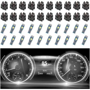 20PCS Car LED Dash Lights - Super Bright Instrument Cluster Light Bulbs with T5 37 74 LED Bulbs & Twist Lock Socket - Universal 12V LED Lights for Car Interior Accessories (White)