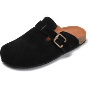 Yenktwei Women's Suede Clogs Cork Footbed Mule Shoes for Women Casual Slip-On Sandals with Arch Support