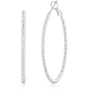 أقراط Gold Hoops للنساء ، 14 ألفًا من الذهب المطلي بالذهب الكبير ، أقراط خفيفة الوزن ذات الأوزان الخفيفة ، حلق فضي من الفضة الاسترليني الكبير للنساء 30 مم 50 مم 60 ملم