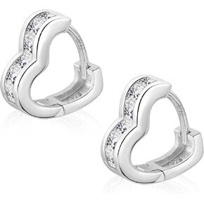 925 Sterling Silver Heart Earrings Small Hoop Earrings for Women Cubic Zirconia 14K Gold Plated Hoop Earrings Hypoallergenic Lightweight Earrings Small Huggie Hoops Earrings for Women Trendy