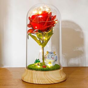 Eternal Sunflower Gifts for Women, Crochet Artificial Sun Flower Decor in Plastic Dome with Led, for Her Mom Mothers Day Birthday Anniversary Christmas Valentine Gifts (Yellow)