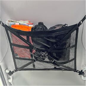 Car Ceiling Cargo Net Pocket, 33.5"×25.6" Adjustable Buckle Roof Cargo Net, Auto Mesh Roof Storage Organizer for Truck SUV Travel Long Road Trip Camping, Car Accessories (Medium, D-Buckle)