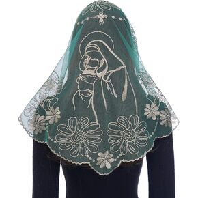 Bozidol Catholic Veils for Church Women: Triangle Our Lady of Sorrows Embroidered Veil for Mass Chapel, Sunflower Lace Veil