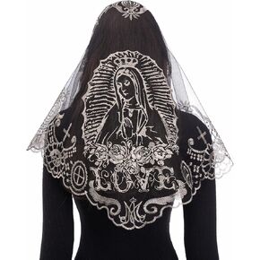 Bozidol Mantilla Veils Catholic for Women: Triangle Our Lady of Grace Veils with Floral Lace, Religious Chapel Veil for Mass