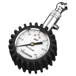 Vondior Tire Inflator with Pressure Gauge(0-100 PSI) - ANSI B40.1 Accurate, Large 2" Glow Dial, Premium Braided Hose, Durable Rubber Hose, Perfect for Any Car, Truck, Motorcycle, RV