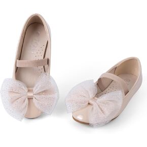 MUSSHOE Toddler Girls Dress Shoes Bow Girls Shoes Flower Mary Jane Flats Ballet Shoes for Kids