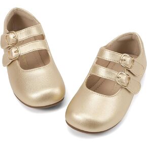 PANDANINJIA Toddler Girl Dress Shoes Mary Jane Flats Little Kid Flower Girl School Church Shoes