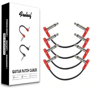 Professional Flat Guitar Patch Cables, Noise Free, Save Space, 1/4" TS Right Angle for Guitar Effect Pedals, 6IN 2 Pack, Red in Kuwait