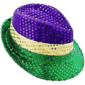Mardi Gras Sequin Fedora Hats Costumes Party Supplies, Mardi Gras Decorations Accessories for Party