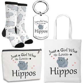 Hippo Lover Gifts - 4PCS Funny Hippopotamus Gifts, Hippo Animal Gift for Women Sisters Friends Coworkers, Christmas & Birthday Surprises