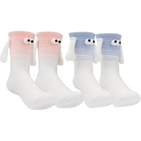 2 Pairs Magnetic Hold Hands Socks,Funny Couple Magnetic Hand Holding Socks,Funny Couple,Birthday Gifts for Women Men Bestie Lovers