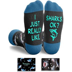 HAPPYPOP Shark Socks for Women Men - Shark Themd Gifts, Ocean Animal Gifts Teens