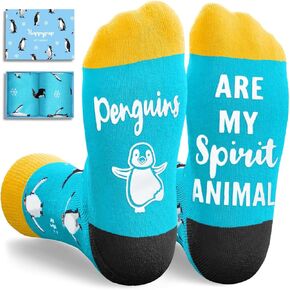 Happypop Penguin Blue للجنسين جوارب حيوانات للحيوانات البالغين ، والعدد ، والمتوسطة ، والطاقم ، و 80 ٪ من القطن / 15 ٪ من البولي أميد / 5 ٪ الإيلاستين ، وجوارب النعال