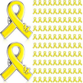 Tondiamo 60/120 PCS Metal Yellow Ribbon Pins With Esption Prevention Wonression Wonrant Cancer Towerress Brouches Tabel Tarn