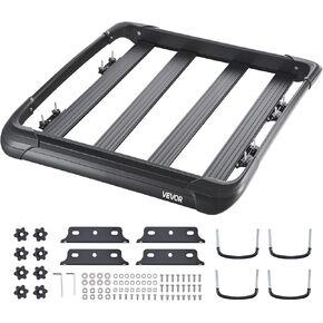 VEVOR Roof Rack Cargo Carrier, 48 x 40 x 5.6 in, Universal Rooftop Cargo Basket, Car Top Luggage Holder with 150 lbs Max Load Capacity, 4.1 in Fence, Anti-Rust Alloy Steel, Wind Fairing, for SUV Car