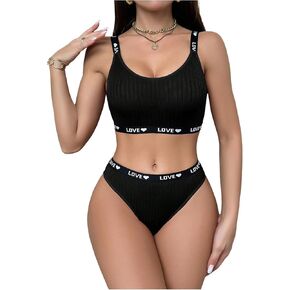 Soly Hux Pra's Women's Sets Sets Print Print Wireless Bralettes Thongs Lingerie 2 قطعة