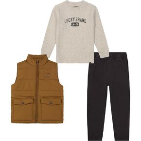 Lucky Brand boys 3pc Puff Vest Pant Set