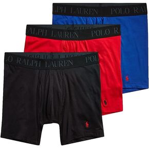 Ralph Lauren Men's 4D Flex Cooling Cotton Cotton Trunks & Boxer Bries 3 حزم ، Rugby Royal/Red ، Red/Polo Black ، Polo Black/Red ، Large
