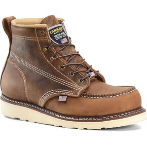 Carolina AMP USA 6" Steel Moc Toe Work Boots for Men - USA Made, Old Town Folklore Leather Upper, Oil & Slip Resistant Outsole, Poron Insole