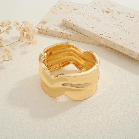 Chunky Gold Bangles Bracelet for Women Fashion Hammered Wide Cuff Bracelet Minimalist Open Wrist Cuff Bangle Gold Jewelry Accessories for Women in Kuwait