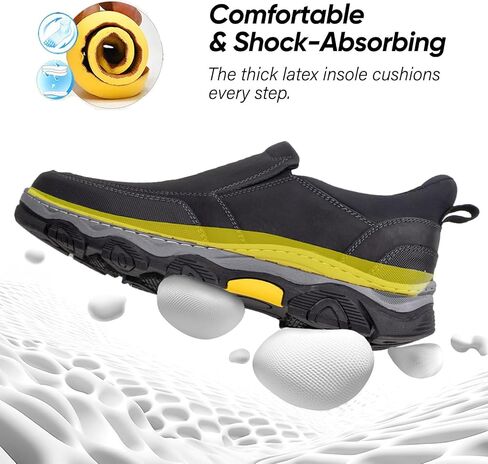 UPIShi Men's Slip On Hands Free Waterproof Work Loafers Leather Walking Slip-Ins Casual Outdoor Office Business Cushioning Shoes in Saudi Arabia