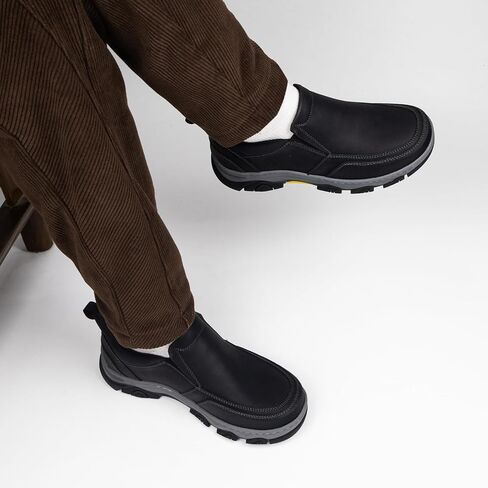 UPIShi Men's Slip On Hands Free Waterproof Work Loafers Leather Walking Slip-Ins Casual Outdoor Office Business Cushioning Shoes in Saudi Arabia
