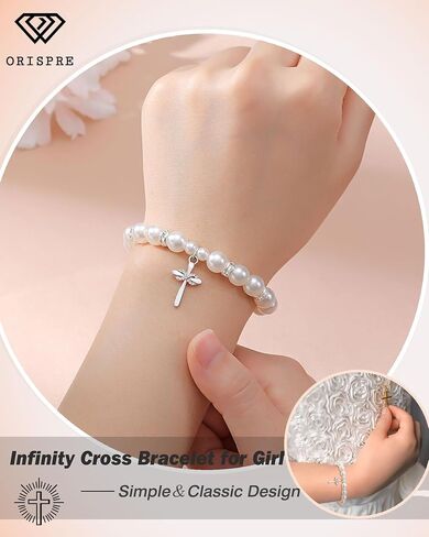 Infinity Cross Bracelet for Girls Baptism First Communion Easter Confirmation Birthday Christmas Gifts in Saudi Arabia