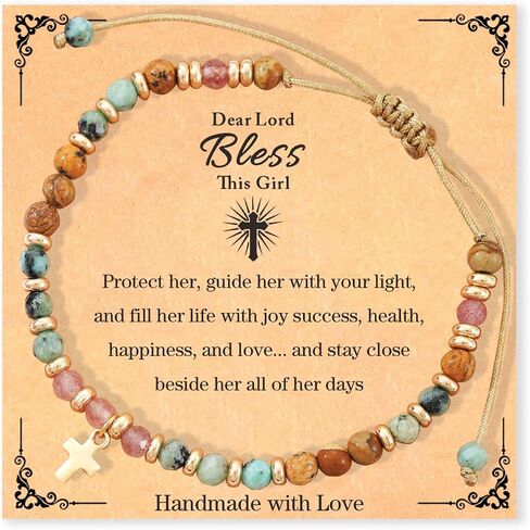 Christian Cross Bracelet Jewelry for Youth & Adults, Baptism Communion Graduation Religious Gifts, Adjustable Faith-Based Jewelry for Confirmation Birthday Daily Encouragement Spiritual Wear in Kuwait