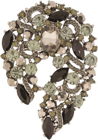Big Large Rhinestone Green Palm Leaf Statement 3.5" Brooch Pin Scarf Dress accessories Broach Gold Tone in Saudi Arabia