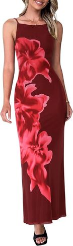 Prettygarden نساء الفساتين الصيفية 2025 الأنيقة السباغيتي الأشرطة المسائية ثوب الأزهار podycon maxi mesh sundress in Kuwait