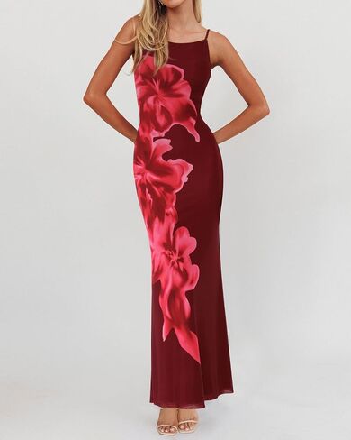 Prettygarden نساء الفساتين الصيفية 2025 الأنيقة السباغيتي الأشرطة المسائية ثوب الأزهار podycon maxi mesh sundress in Kuwait