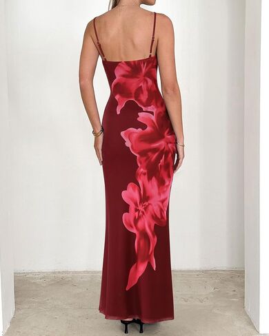 Prettygarden نساء الفساتين الصيفية 2025 الأنيقة السباغيتي الأشرطة المسائية ثوب الأزهار podycon maxi mesh sundress in Kuwait